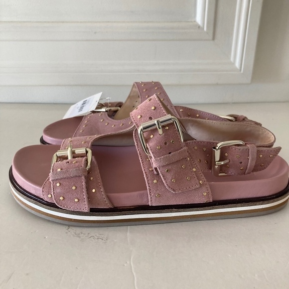 NWT Pilcro Anthropologie Studded Pink Suede Slingback Sandals Sz 41